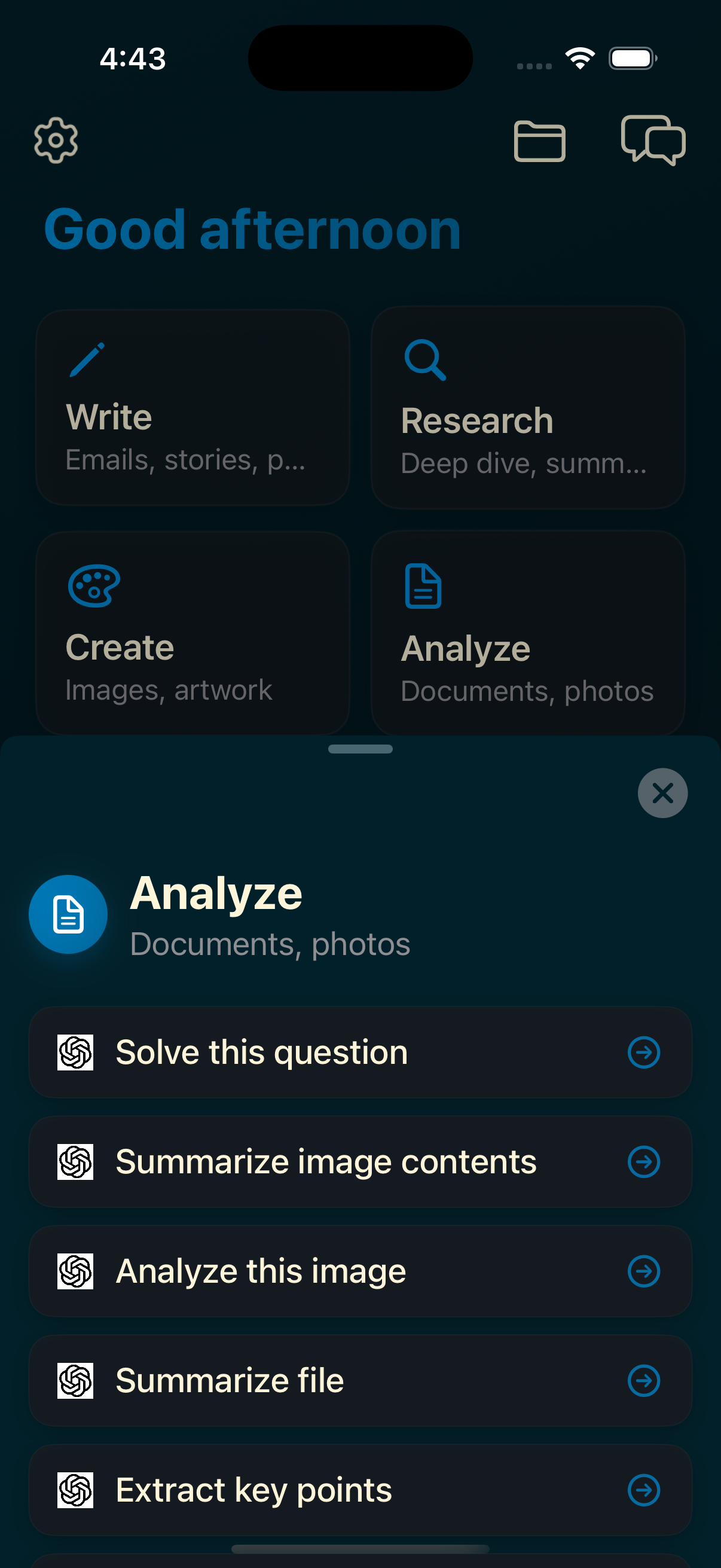 Analyze feature - Documents, photos analysis