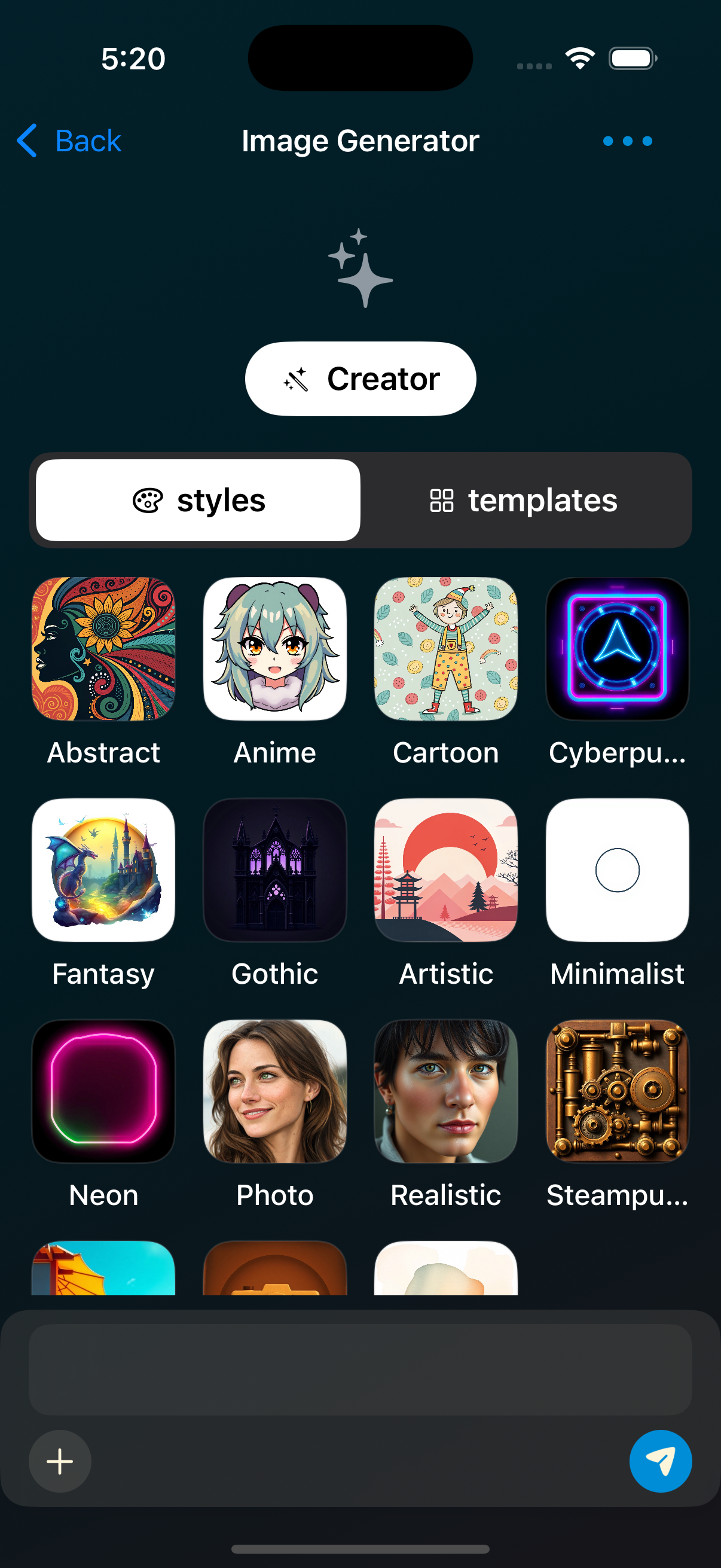 Image Generator - Abstract, Anime, Cartoon, Fantasy styles