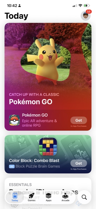 App Store home screen with profile icon highlighted