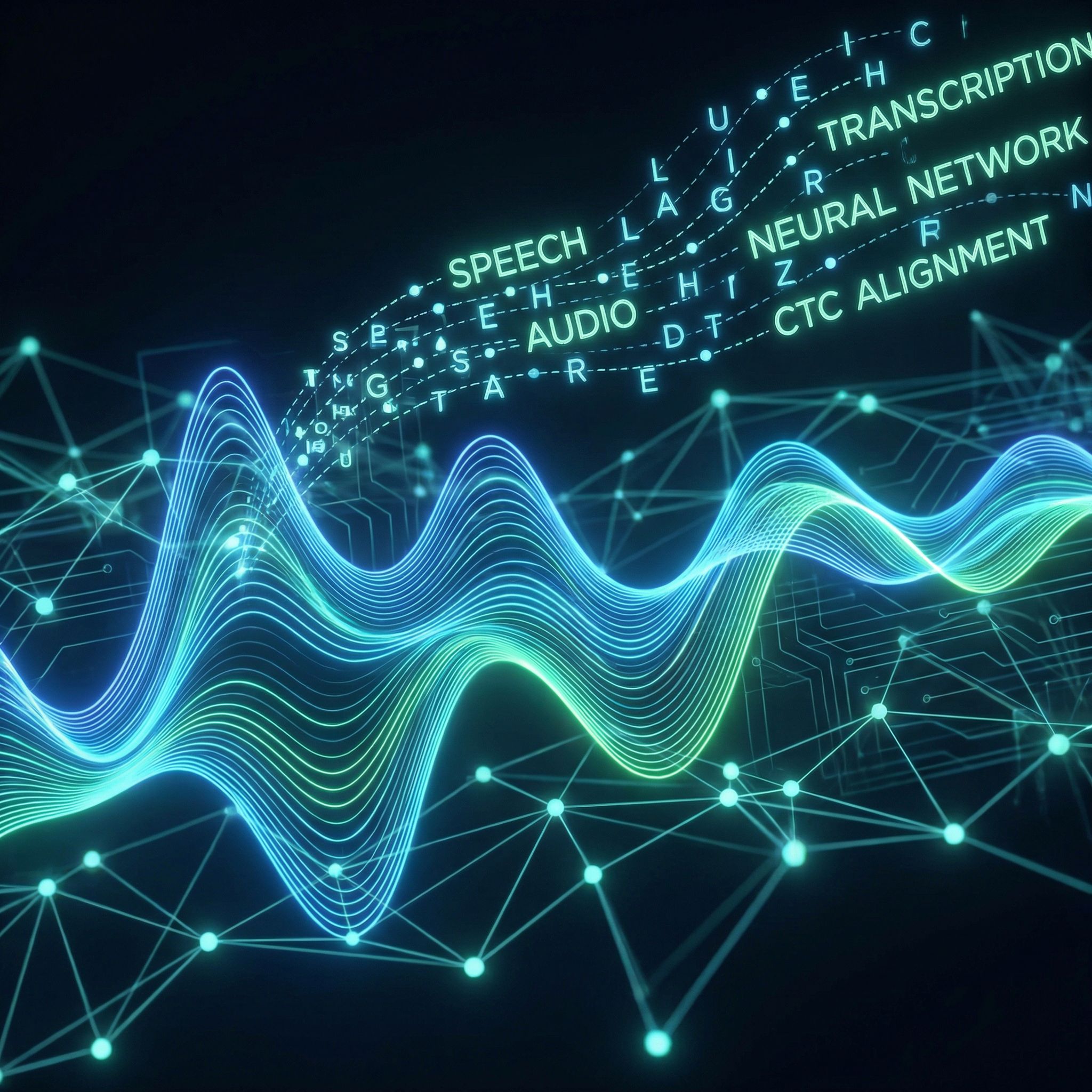 Audio waveform being transcribed to text through CTC