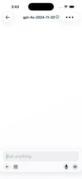 1AI new chat screen showing gpt-4o-2024-11-20 as the selected model