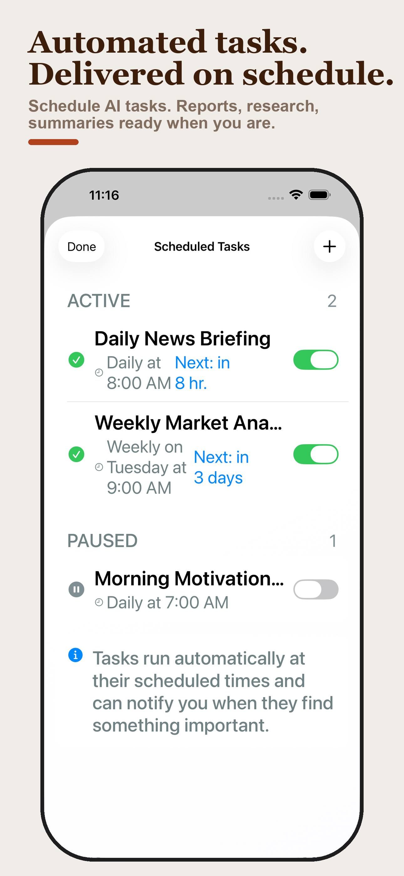 Schedule recurring tasks